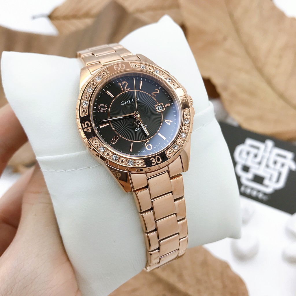 Đồng hồ nữ Casio SHEEN SHE-4532 / SHE-4532PG-1A mặt kính Sapphire chống trầy, hàng chính hãng