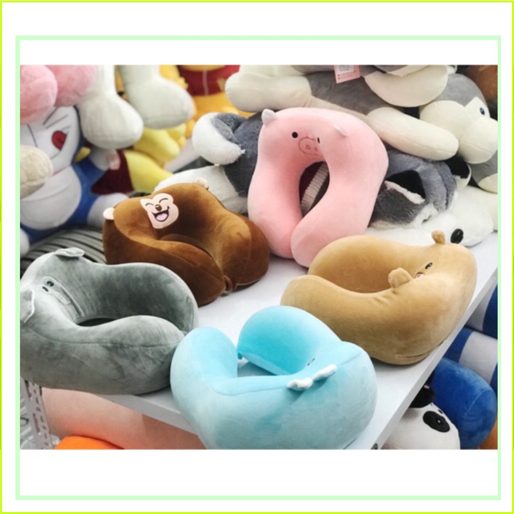 Gối chữ U lõi cao su kê cổ chống đau mỏi vai gáy cho dân văn phòng hoặc đi du lịch (hình thú ngộ nghĩnh)