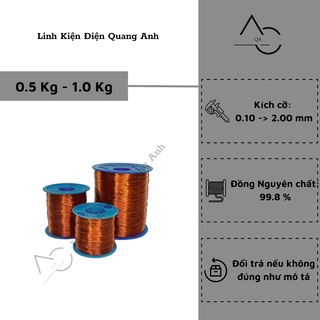  Dây đồng quấn biến áp  0.10 đến 2.00mm  cách điện chịu nhiệt 220 độ quấn motor động cơ 0.5 Kg và 1 Kg DD05-1KG 