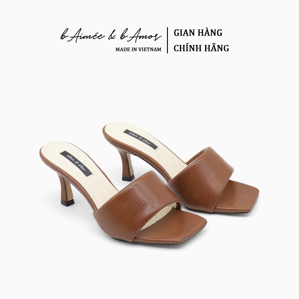 Guốc cao gót nữ đẹp thời trang dáng dép sandal gót nhọn 7 phân quai ngang mũi vuông bAimée &amp; bAmor – MS1653