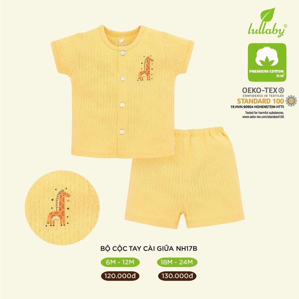 [Mã SKAMCLU7 giảm 10% cho đơn từ 0Đ] [CHÍNH HÃNG]Bộ cộc tay cotton cài giữa họa tiết trẻ em Lullaby