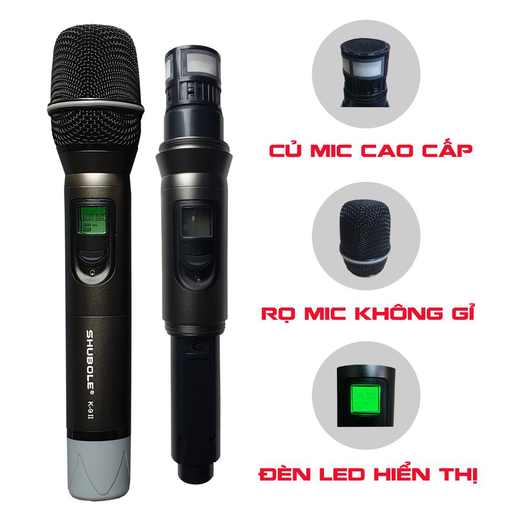 Míc Hát  Karaoke 2 Micro ShuBole K9 Đẳng Cấp Dành Cho Hát Karaoke - [Hàng Chính Hãng] - [Bảo Hành 12 Tháng]