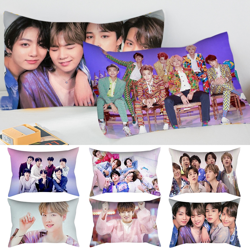 Vỏ Gối Vuông 50x30cm In Hình Nhóm Nhạc Bts Độc Đáo