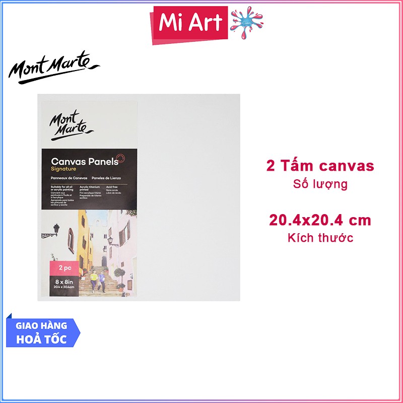 Bộ 2 Tấm Canvas Panels 20.4x20.4cm Mont Marte - CMPL2020 - Canvas Vẽ Tranh, Toan Vẽ Tranh