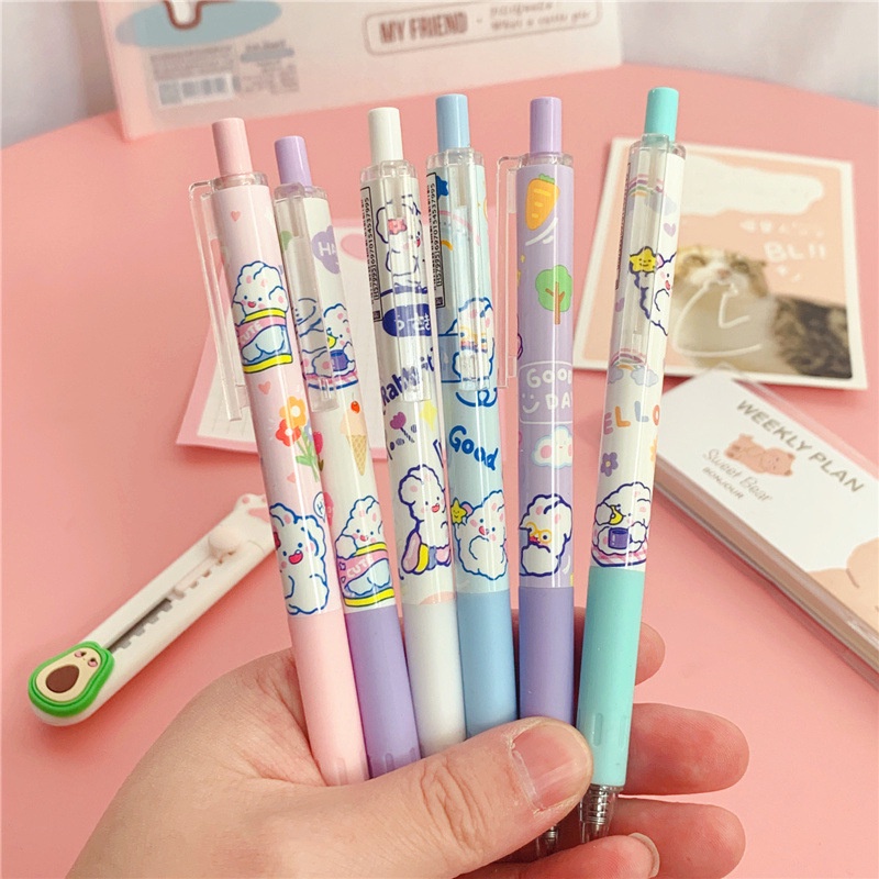 Bút Mực Gel Ngòi Bút 0.5mm Màu Đen / Trơn Đơn Giản Tiện Dụng DIY