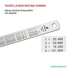 Thước lá inox mạ nhũ bạc Shinwa