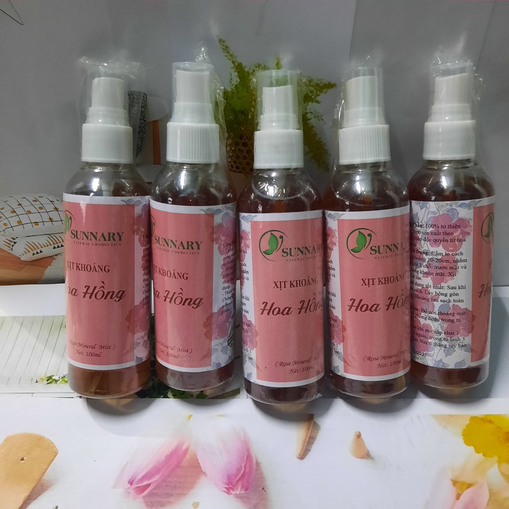 xịt khoáng dưỡng da hoa hồng, ngừa mụn nám, trắng da thiên nhiên tính khiết 100ml