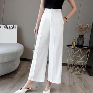 Quần culottes cạp siêu cao 2 khuy khóa trước chất tuyết mưa