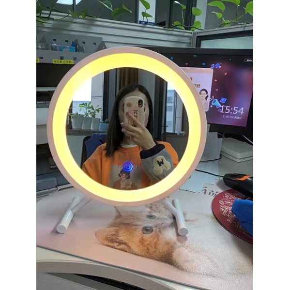 Gương để bàn trang điểm có đèn LED❤️size lớn, khung nhựa cứng❤️
