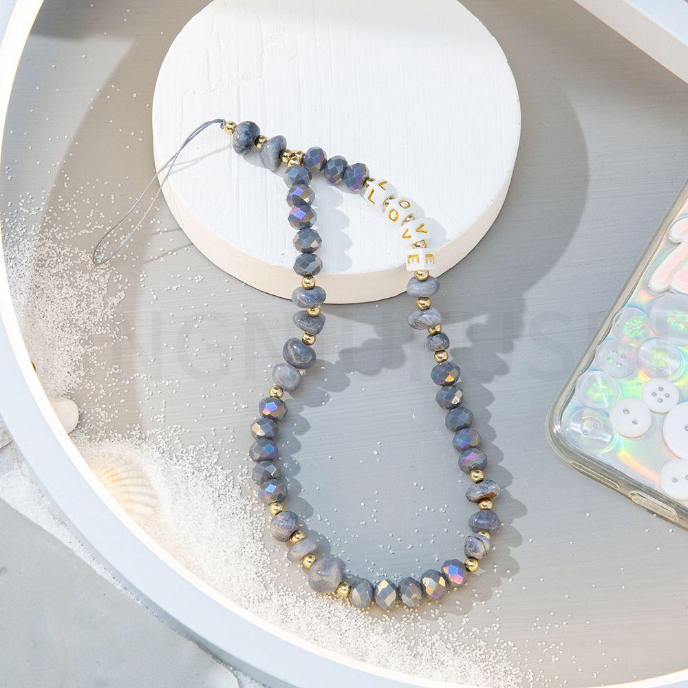 Dây Đeo Điện Thoại Trang Trí Họa Tiết NORMAN|Dây Xỏ Hạt Nhựa Acrylic In Chữ LOVE Xinh Xắn