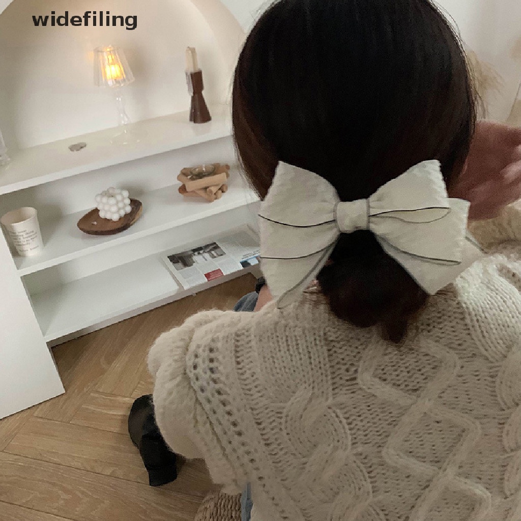 Kẹp Tóc Nơ Ruy Băng Màu Trắng Đen Thời Trang Cho Nữ