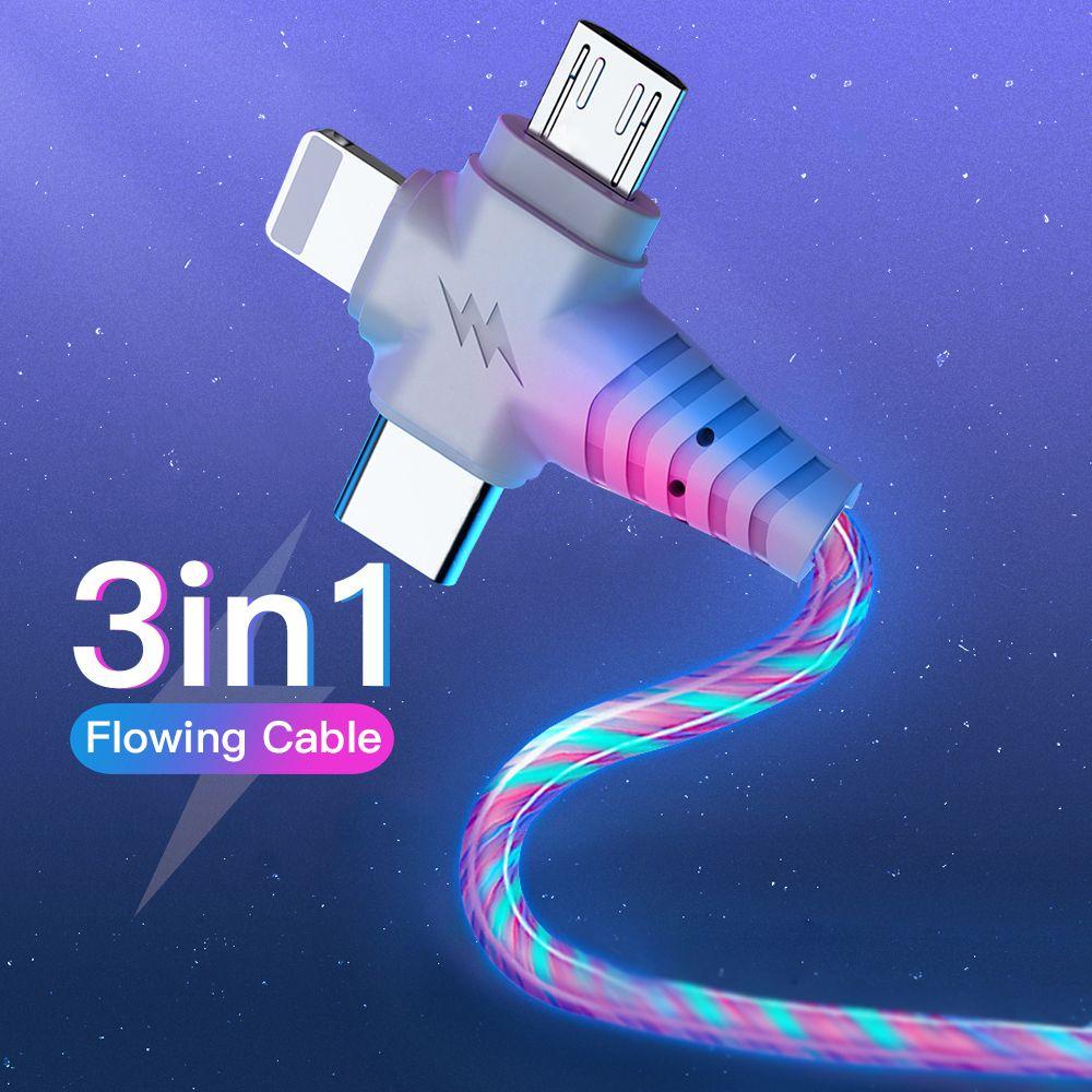 Dây Cáp Sạc Dữ Liệu Micro USB Loại C Có Đèn Dạ Quang Chất Lượng Cao