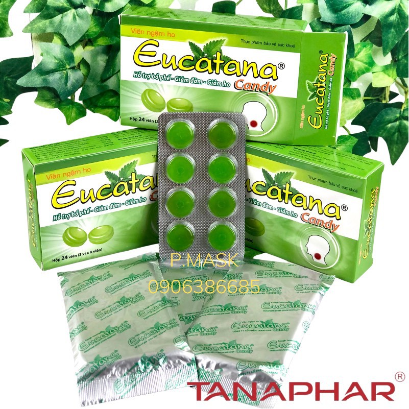 Viên Ngậm Ho Eucatana Candy - Hỗ Trợ Bổ Phế, Giảm Đờm, Giảm Ho - Hộp 24 Viên ( 3 Vỉ x 8 viên)