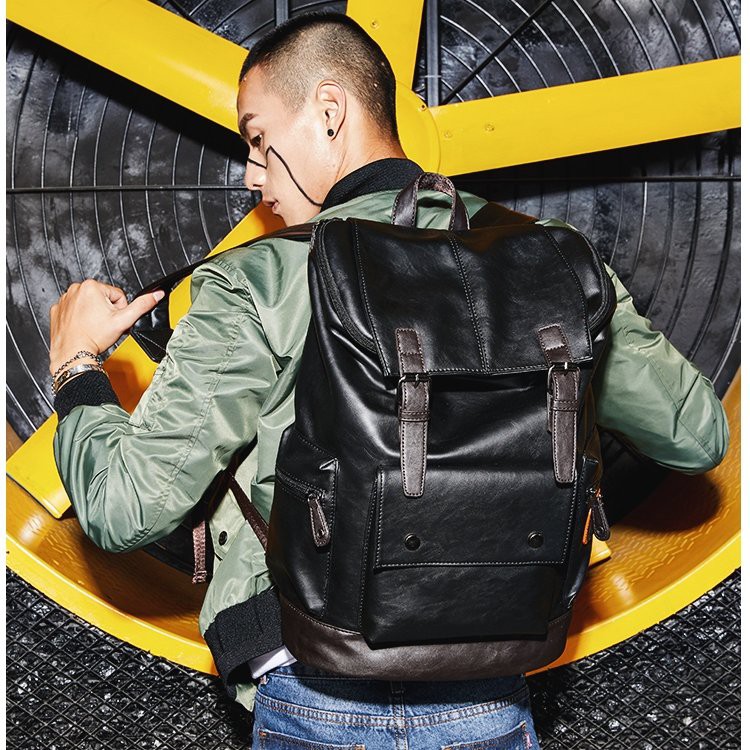 Balo da unisex W2P 9805 chất da PU cao cấp chống thấm nước chống bào mòn thể tích lớn phù hợp đi du lịch, đi phượt