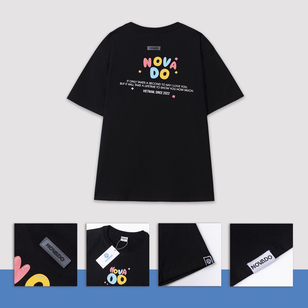 Áo Phông Tay Lỡ Local Brand Novado Fashion Cotton 4 Chiều Form Rộng Nam / Nữ, Dày Dặn Thoáng Mát Đen N21Đ-HT