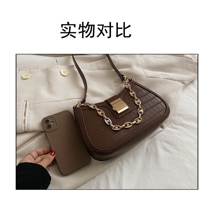 Túi xách đeo vai JASMIN NOIR họa tiết da cá sấu thời trang cho nữ
