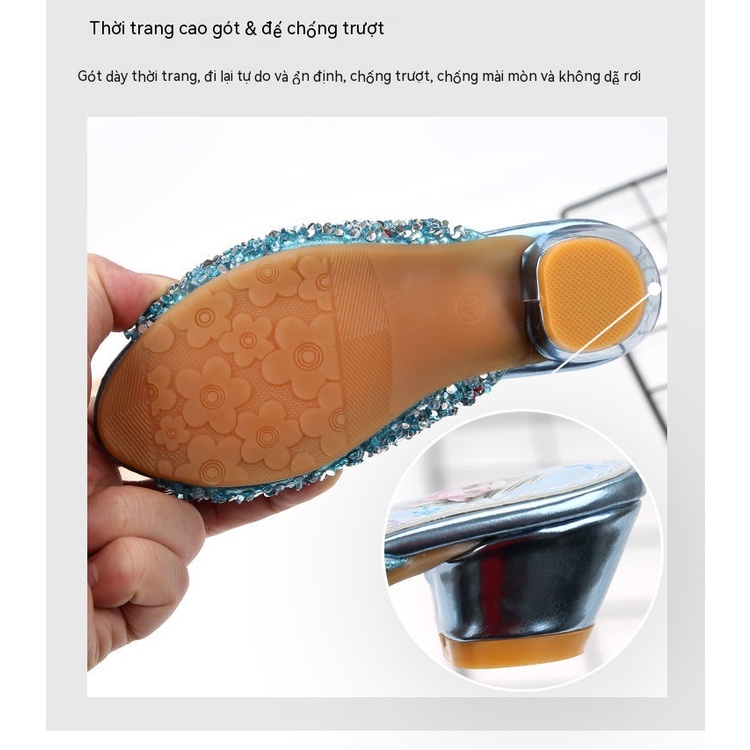 Công chúa thắt nơ Elsa Dép sục cho bé gái họa tiết hoạt hình đáng yêu siêu nhẹ chống trơn trượt dép trẻ em 1-10 tuổi Thời trang Dép lê