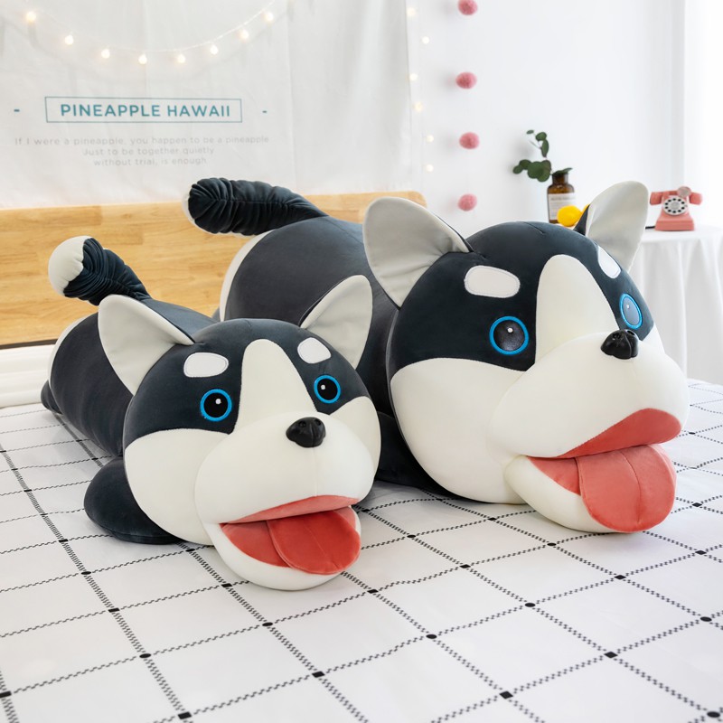 Gấu bông chó husky siêu to cho bé, Gối ôm hình thú nhồi bông siêu to khổng lồ - Otama Bedding