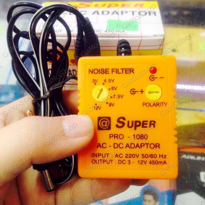Nguồn Adapter đa năng SUPER 1080 450MA 3-12V, 5 đầu ra đảo cực được