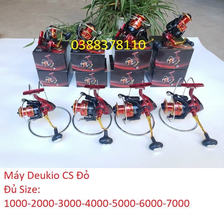 Máy Câu Cá Deukio CS Đỏ, Máy Kim Loại DEUKIO CS1000-7000 Dùng Câu Lure Câu Lăng Xê