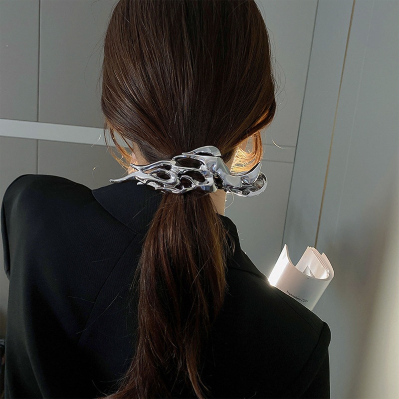 Kẹp Tóc Dạng Cong Màu Bạc Phong Cách Pháp Không Trượt