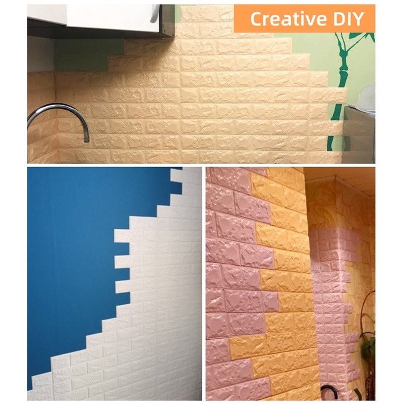 Giấy Dán Tường Giả Gạch 3D Chống Thấm Nước Trang Trí Phòng Khách / Phòng Ngủ