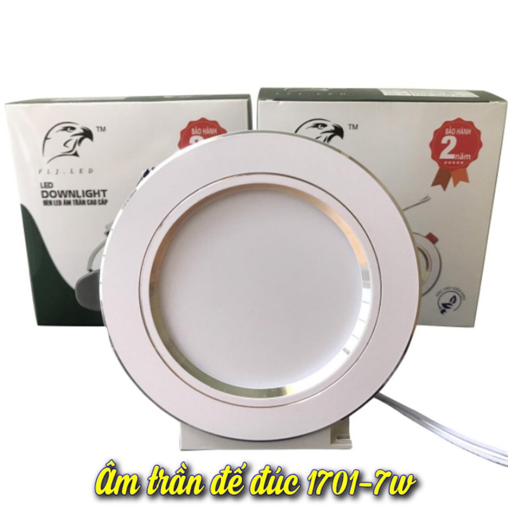 Hàng FLJ - ĐÈN ÂM TRẦN 7W PHI 90(viền vàng và viền bạc) ĐƠN MÀU, ĐỔI MÀU(NHƯ HÌNH)_BH 2 NĂM