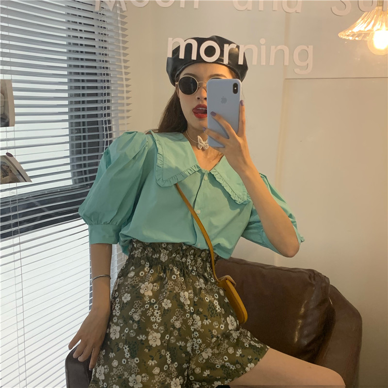 Set áo kiểu + quần short in họa tiết thời trang mùa hè dễ phối đồ | BigBuy360 - bigbuy360.vn