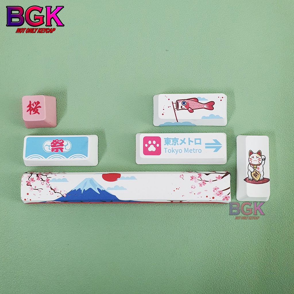 Bộ Nút Bàn Phím Cơ 6 Nút PBT in Dye Sub Chủ Đề Tokyo Tour OEM Profile
