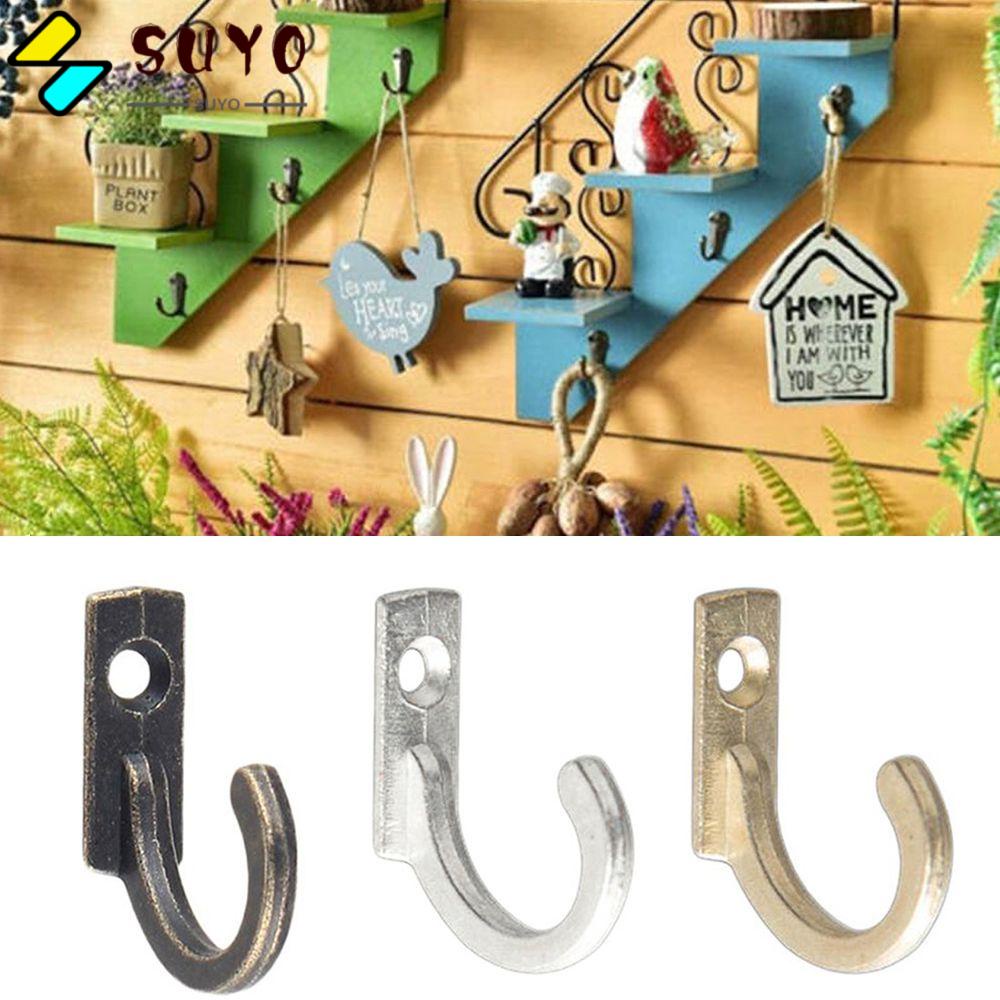 SUYOU 10 Pcs Hat Bag Retro Shelf Storage Clothes Towel Organizer Key Holder Metal Antique Hooks