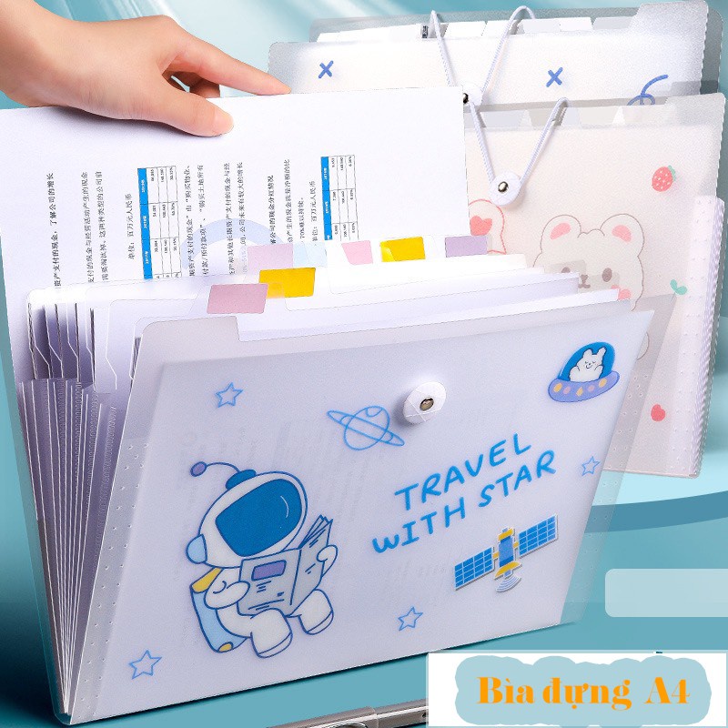 Túi bìa đựng tài liệu khổ A4 gồm 12 ngăn, bìa hồ sơ nhựa