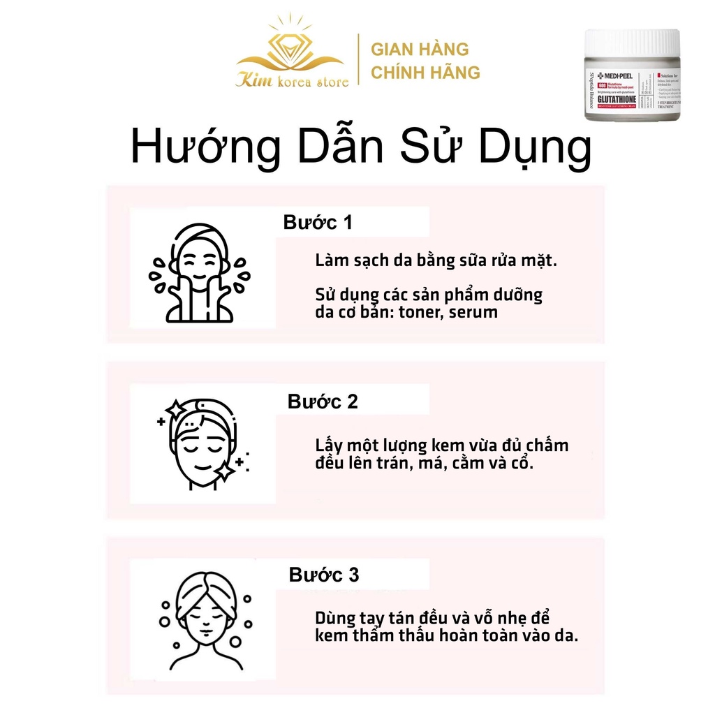 Kem dưỡng trắng cấp ẩm mềm mịn da giảm thâm nám tàn nhang Medipeel Glutathione 600