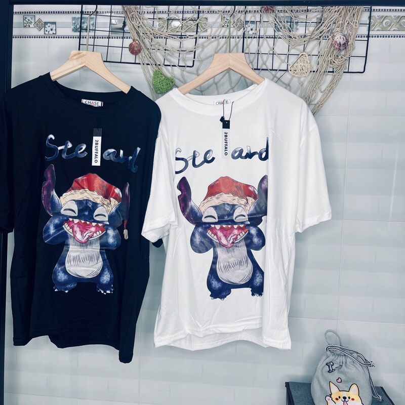 [2Buffalo] Áo thun Unisex, áo thun nam nữ tay ngắn Stich cổ tròn mát mẻ vải spandex thích hợp cho mùa hè form oversize | BigBuy360 - bigbuy360.vn