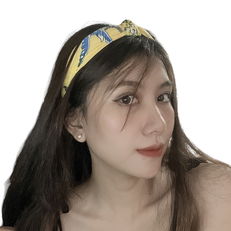 Cài tóc đơn giản nữ tính in hoa lá - Băng đô tóc nữ tính in hình hoa lá