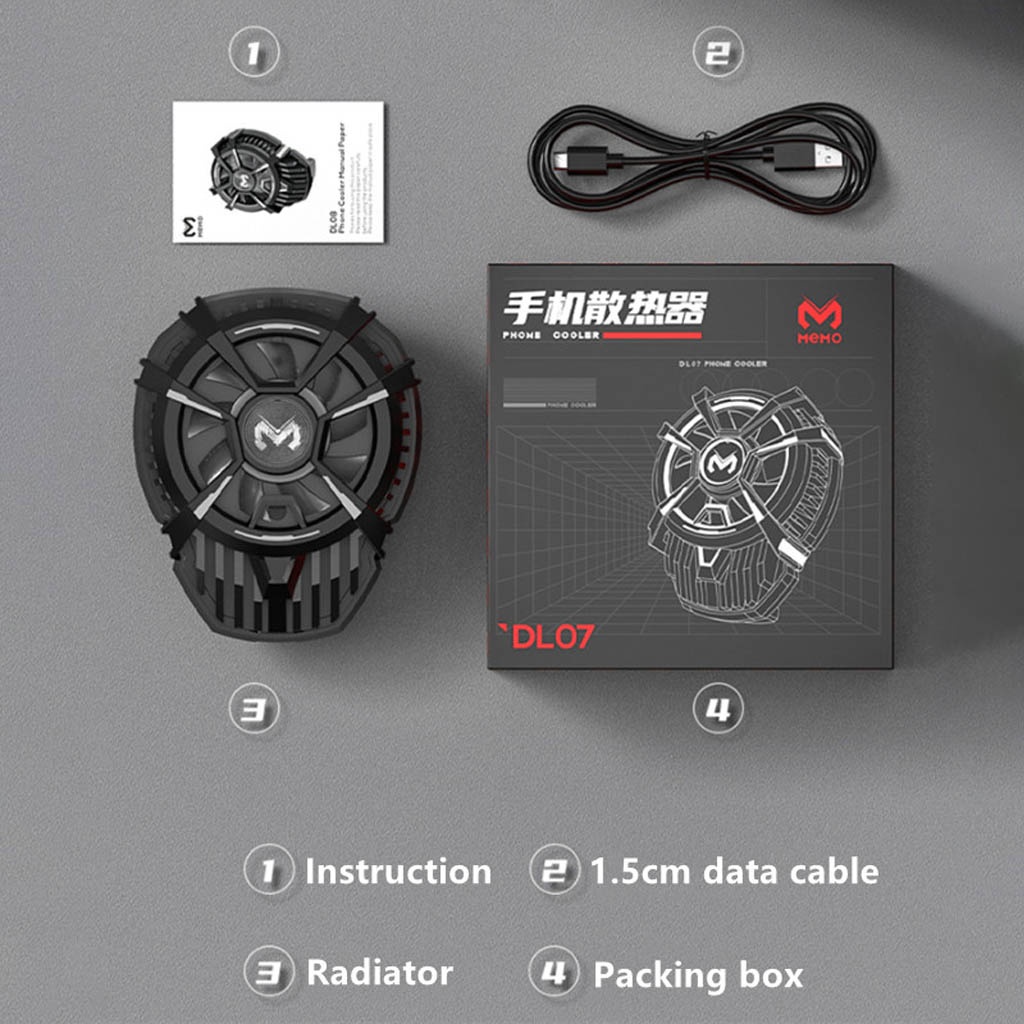 Memo Dl07 | Quạt tản nhiệt điện thoại sò lạnh Memo Dl07 siêu mát có đèn led rgb, mặt lưng silicone