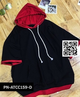 Áo thun oversize có nón dây rút