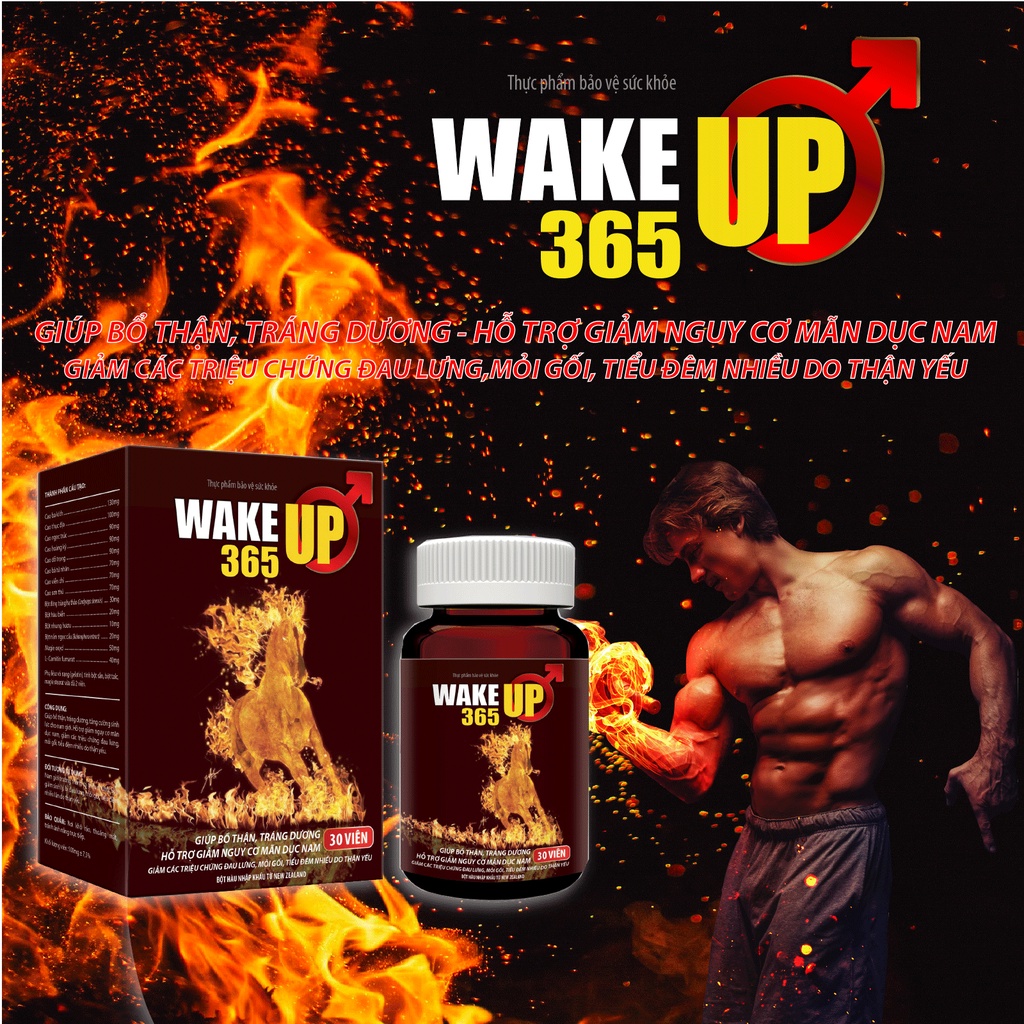 Viên Uống Bổ Thận Tráng Dương Green Heart Pharma Wake Up 365 Lọ 30 viên