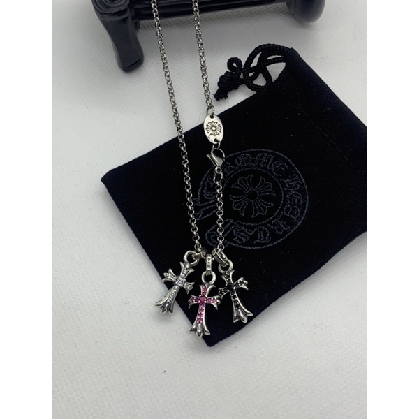 Dây chuyền bạc chrome heart mini cross fulldiamond cao cấp.