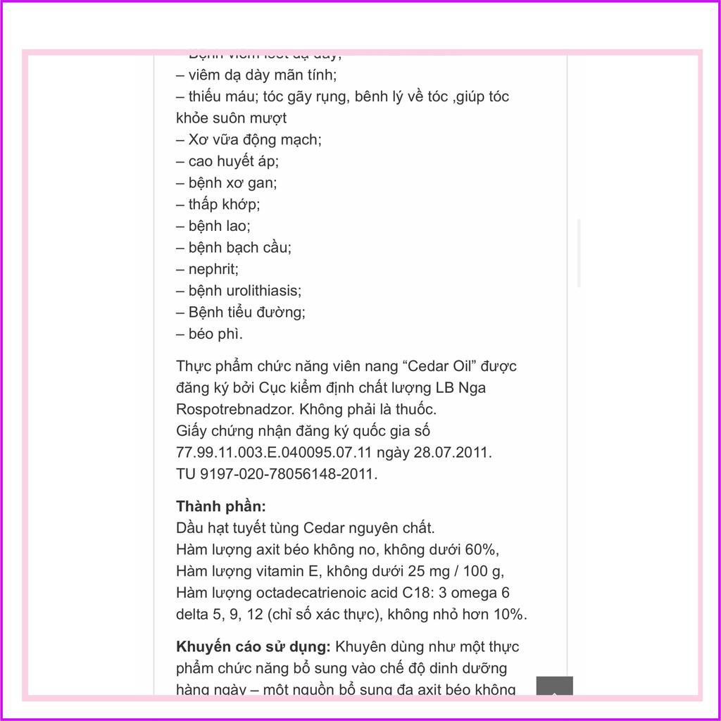 Tinh Dầu Thông Đỏ Real Caps Cedar Oil 60 Viên Của Nga | BigBuy360 - bigbuy360.vn