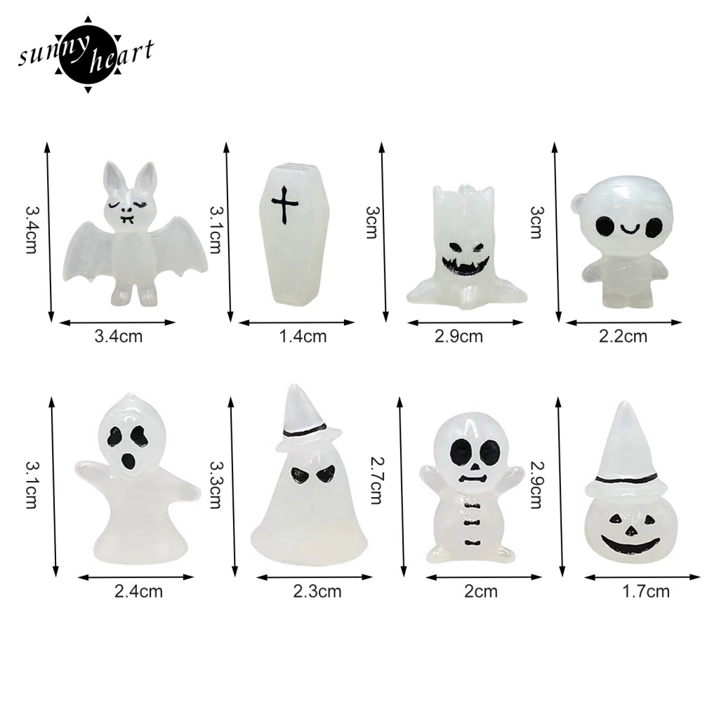 Set 8 Đồ trang trí Con Ma Dạ Quang Dùng Để Trang Trí Halloween Tiện Dụng