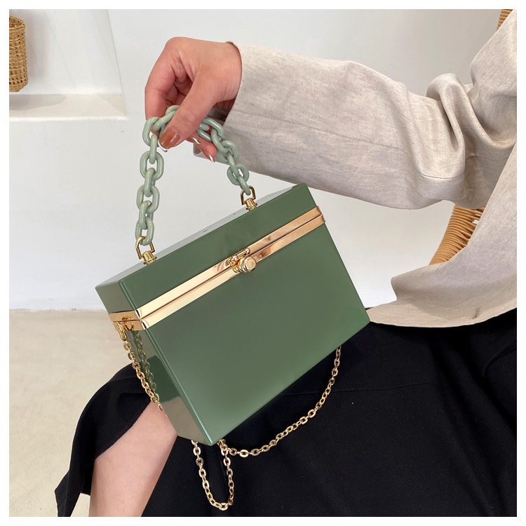 Túi đeo chéo IELGY hình vuông cỡ nhỏ bằng acrylic phối dây xích thời trang cho nữ