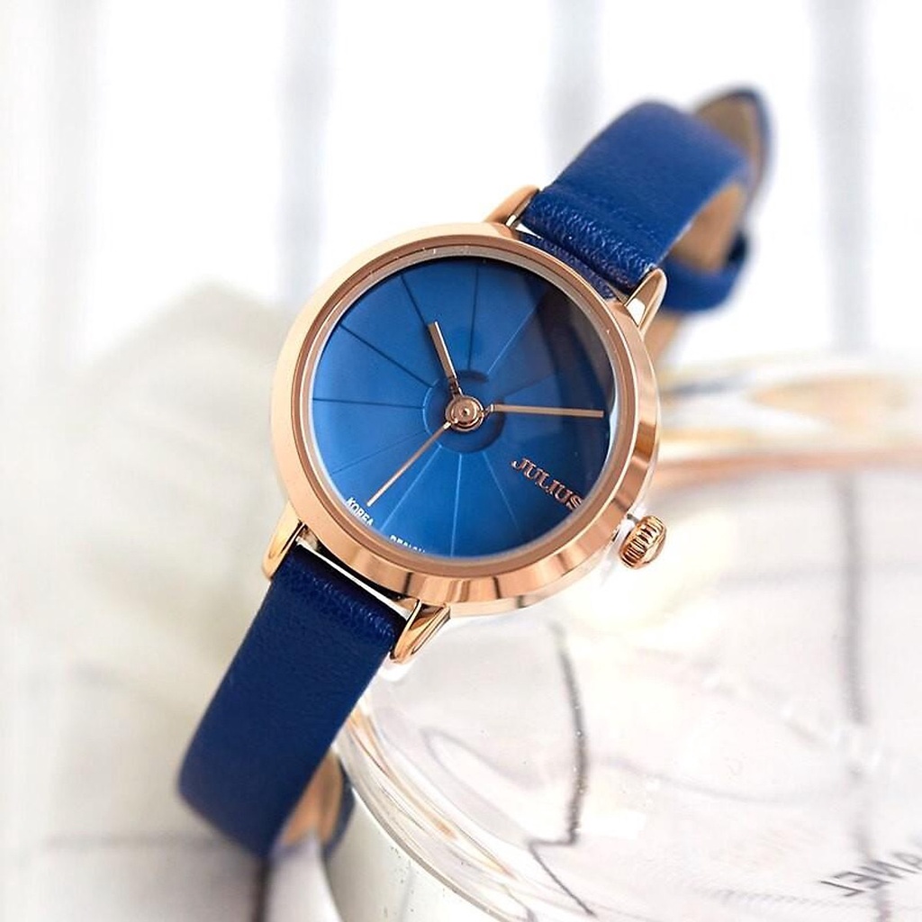 Đồng Hồ Nữ JA-979D Julius Hàn Quốc Dây Da (Xanh)