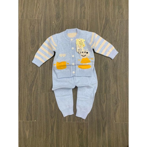 {4-13Kg} Bộ áo len cúc giữa dài tay Quảng Châu cho bé size nhí M307