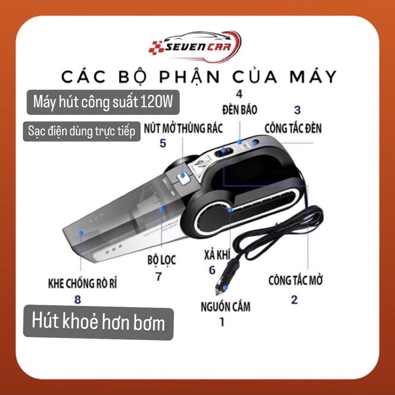 Máy hút bụi ô tô - máy hút bụi mạnh ô tô - SEVEN.CAR
