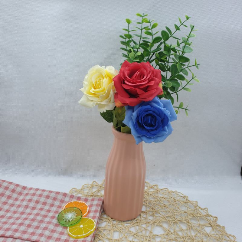 Lọ hoa sứ Bát tràng cao 19cm miệng 7cm - bình cắm hoa tráng men mát đủ màu, chính hãng gốm Bát tràng
