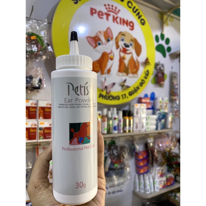 Chai Lớn 30Gr Bột Nhổ Lông Tai Chó Mèo Petis Ear Powder Hút Ẩm và Chống Viêm Tai