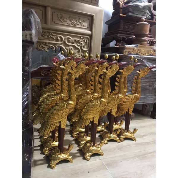Hạc thờ 81/61.gỗ mít, Sơn son thếp vàng