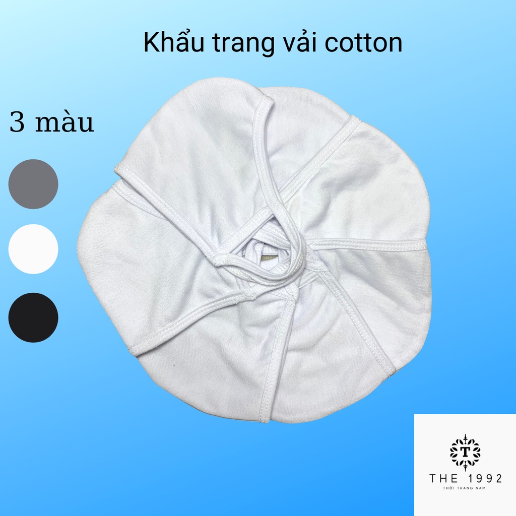 Khẩu trang vải cotton 2 lớp màu trắng và đen, vải cotton mềm mịn co giãn tốt, tái sử dụng nhiều lần KT01