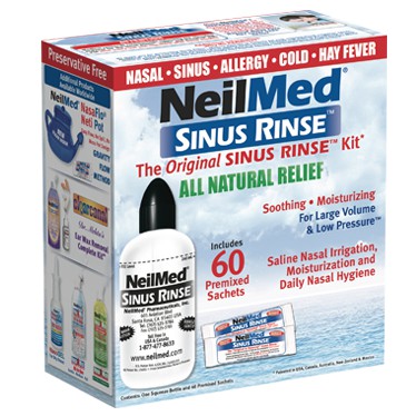 Bộ nước muối rửa mũi người lớn NEILMED SINUS RINSE (1 bình 240ml + 60 gói muối) - Hàng Mỹ