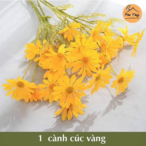 [Hoa cúc họa mi, cúc hà lan giả bằng lụa] 1 cành 5 bông loại dài 52cm